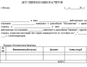 Акт сверки взаиморасчетов образец бланк скачать
