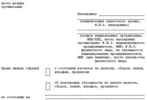 Заявление на получение справки об отсутствии задолженности в пфр образец