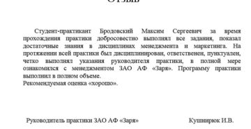 Отзывы руководителя о стажировке