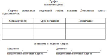 Скачать график погашения задолженности образец