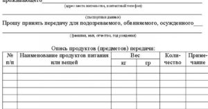 Бланк для передачи в сизо 1